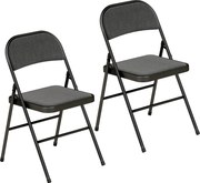 HOMCOM Conjunto de 2 cadeiras dobráveis cadeiras de jantar portáteis estrutura em aço dim. 45l x 46P x 78H cm preto | Aosom Portugal