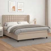 vidaXL Cama com molas/colchão 160x200 cm couro artificial cappuccino