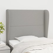 vidaXL Cabeceira cama c/ abas tecido 103x23x118/128 cm cinzento-claro