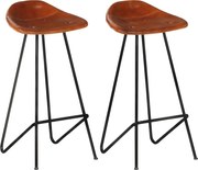 vidaXL Bancos de bar 2 pcs couro genuíno castanho