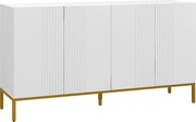 HOMCOM Aparador para Sala com 4 Portas, Prateleiras Ajustáveis e Pés Dourados 140x40x75 cm para Entrada ou Quarto, Branco | Aosom Portugal