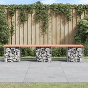 vidaXL Banco jardim design gabião 203x44x42 cm madeira douglas maciça