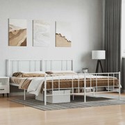 vidaXL Estrutura de cama com cabeceira e pés 180x200 cm metal branco