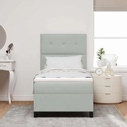 Cama Box com Colchão e Luz LED Cinza Claro 100x200 cm em Veludo