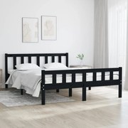 Estrutura cama pequena casal 120x190 cm pinho maciço preto