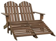 Cadeira de jardim e otomano Adirondack 2 lugares abeto castanho