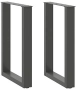 vidaXL Pés para mesa de jantar em formato de U, 2 peças, antracite, 50x(72-73) cm, aço