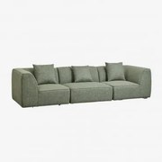 Sofá Modular Estofado Cardea De 3 Peças Bouclé Verde Sálvia - Sklum