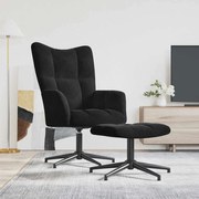 vidaXL Cadeira de descanso com banco veludo preto