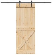 vidaXL Porta de correr com ferragens 85x210 cm madeira de pinho maciça