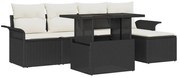 vidaXL Conjunto de Sofá de Jardim 6 Peças com Almofadas em Rattan Preto