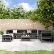 vidaXL 9 pcs conjunto lounge de jardim pinho maciço cinzento