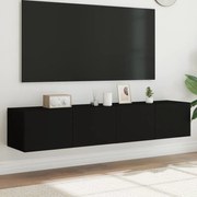 vidaXL Móveis de parede p/ TV com luzes LED 2 pcs 80x35x31 cm preto