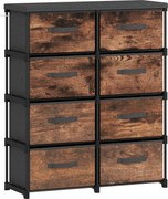 HOMCOM Cómoda 8 Gavetas, Móvel em Metal para Quarto, Castanho Rústico | Aosom Portugal