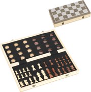 SPORTNOW Jogo de Xadrez e Damas em Madeira com Tabuleiro Dobrável Peças de Pinho e Compartimentos de Armazenamento 38,5x38,5x2,8 cm Madeira e Branco | Aosom Portugal