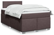 vidaXL Cama com molas/colchão 120x200 cm tecido castanho-escuro
