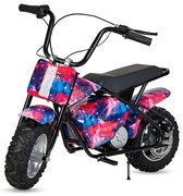 Mini moto eléctrica 300W 36V para crianças +5 anos, até 70Kg inclui 1 par de rodas Rosa Militar