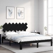 Estrutura de cama com cabeceira 140x200 cm madeira maciça preto