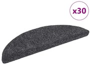 vidaXL Tapetes de escada autoadesivos 30 peças 56x17x3 cm cinza escuro semicircular