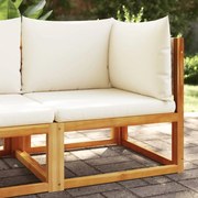 vidaXL vidaXL Sofá de canto de jardim com almofadas em madeira de acácia e vime