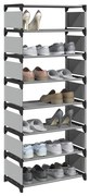 vidaXL Sapateira 8 camadas 54x28x124 cm tecido não tecido cinzento