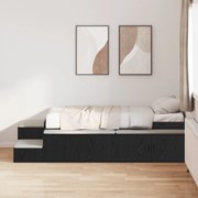Estrutura de Cama Armazenamento em Carvalho Preto 100x200 cm
