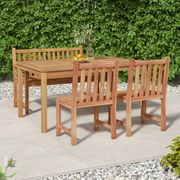 4 pcs conjunto de jantar p/ jardim madeira de teca maciça