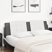 vidaXL Almofadão de cabeceira Zadar 180 cm couro artificial branco e preto
