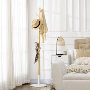 Cabide de Pé – Chamonix – Ø37,8x175,6 cm – Madeira Natural e Branco