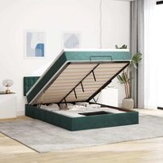 vidaXL Estrutura de cama otomana com colchão 140x200 cm verde escuro