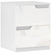 HOMCOM Mesa de Cabeceira Moderna Mesa de Cabeceira com Gavetas Mesa Auxiliar para Dormitório Sala de Estar 40x40x48 cm Branco | Aosom Portugal