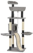 vidaXL Árvore para gatos com postes arranhadores sisal cinzento 145 cm