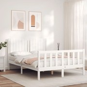 Estrutura de cama com cabeceira 140x190cm madeira maciça branco