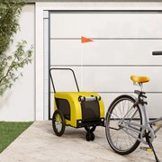 vidaXL Reboque bicicleta p/ animais tecido oxford/ferro amarelo/preto