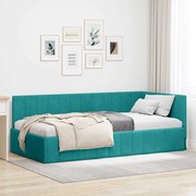 vidaXL Estrutura de Cama de Canto Turquesa 90 cm x 190 cm Veludo