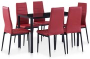 vidaXL Conjunto de jantar 7 pcs vermelho tinto