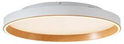 Plafon de design branco com madeira 60cm incl. LED interruptor de 3 níveis - Ingo