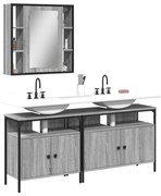 vidaXL 3 pcs conjunto móveis WC derivados de madeira cinzento sonoma