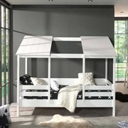 Conjunto Cama para Crianças Casa HOUSEBED 09 ROOF + ESTRADO BRANCA