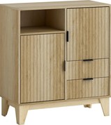 HOMCOM Aparador para Sala Móvel de Arrumação 2 Portas 2 Gavetas Prateleira Regulável Compartimento Aberto 80x40x90 cm Madeira Natural | Aosom Portugal