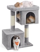 Árvore para gatos Feandrea, Torre para gatos de 101 cm, tamanho extragrande, Condomínio para gatos extragrandes de até 20 kg, Poleiro para gatos grande, 2 cavernas para gatos, Poste arranhador, Cinza claro PCT614W01