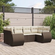 vidaXL 6 pcs conjunto de sofás jardim c/ almofadões vime PE castanho
