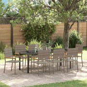 vidaXL Conjunto de Jantar de 9 Peças para Jardim Cinza Polirattan