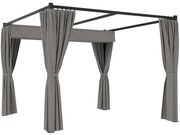 Outsunny Pérgola de Jardim 3x3 m Pérgola para Exterior com Teto e Paredes Laterais Retráteis Impermeável para Terraço Pátio Cinza