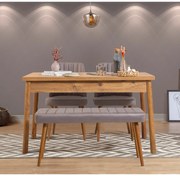 Conjunto de Mesa e Cadeiras Costa – Pinheiro Atlântico Cinza – Mesa: 1