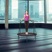 Trampolim dobrável com 2 faixas de resistência com punho ajustável para crianças e adultos 101 x 101 x 107,5 - 130,5 cm Vermelho