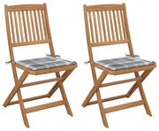 vidaXL Cadeiras de jardim dobráveis c/ almofadões 2 pcs acácia maciça