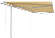 vidaXL Toldo retrátil automático com postes 4,5x3 m amarelo e branco