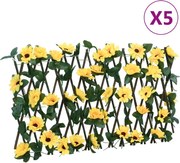 vidaXL Treliça de hera artificial extensível 5 pcs 180x20 cm amarelo