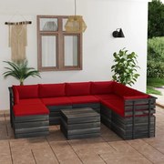 8 pcs conjunto lounge de paletes com almofadões pinho maciço